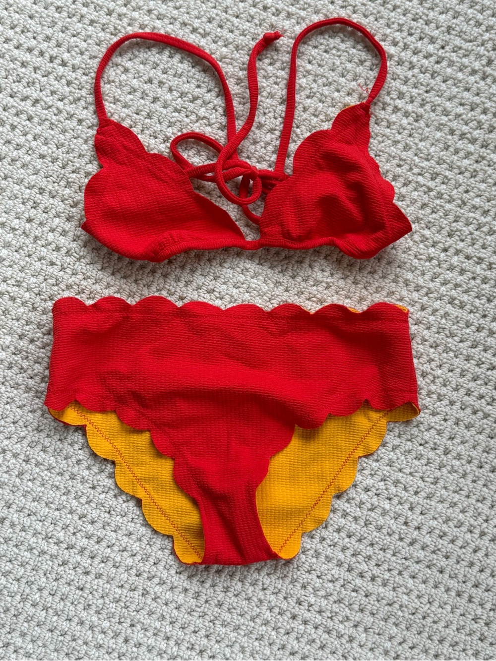 Marysia Swim Red and Yellow Scalloped Kids Bikini